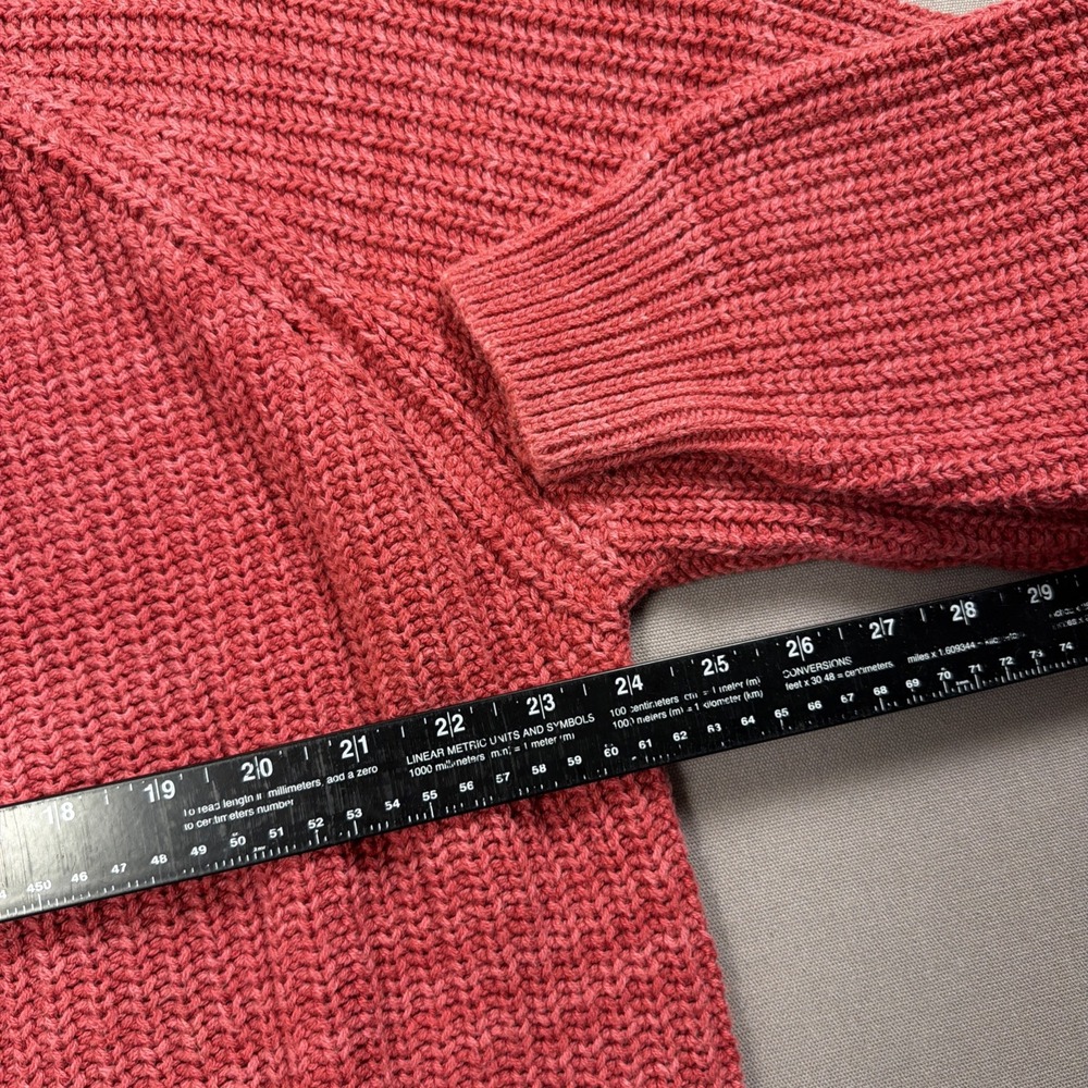 Vintage LL Bean Sweater Men XL Pink Crew Neck Fisherman Waffle Knit Cotton 80s - Picture 4 of 7